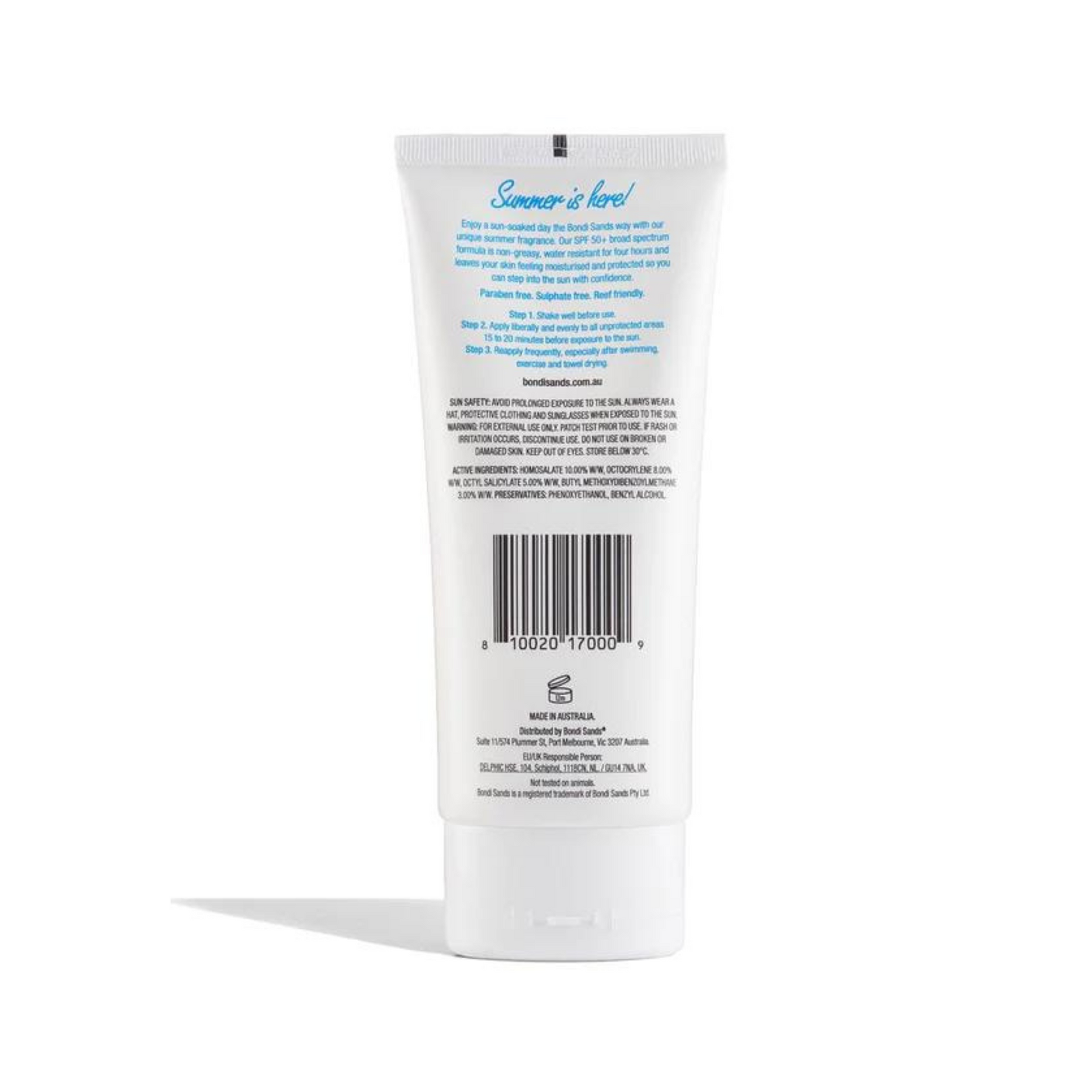 SPF 50+ Body Sunscreen Lotion Coconut Beach Scent